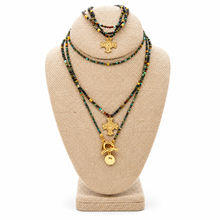 Load image into Gallery viewer, Faceted Mini African Turquoise Short Delicate French Religious Medal Necklace - FMN24
