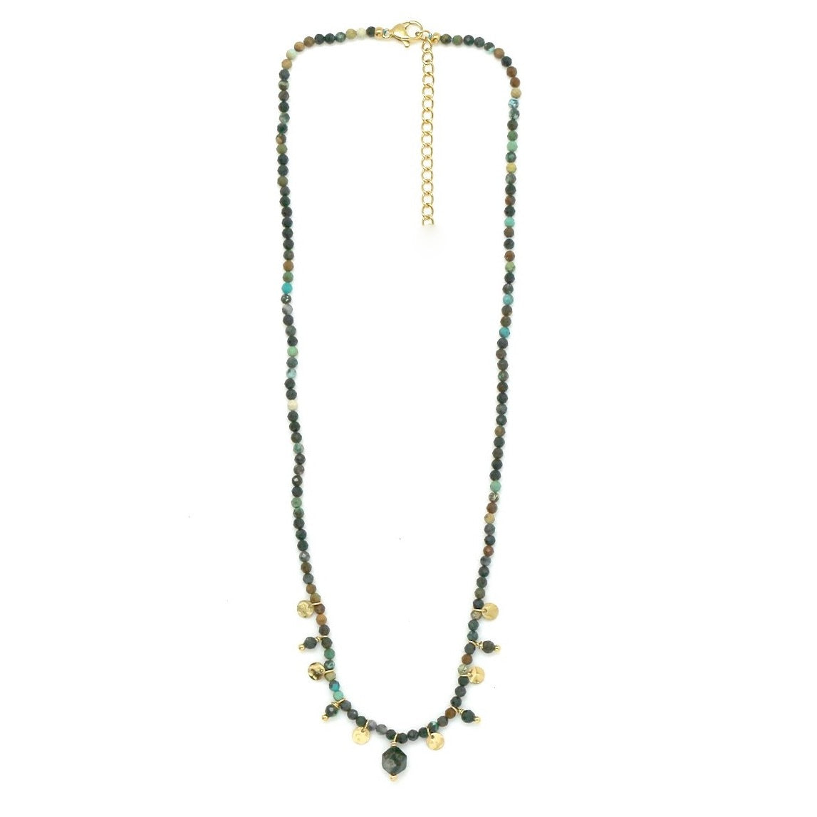 Faceted African Turquoise Necklace with Charms -French Flair Collection-
