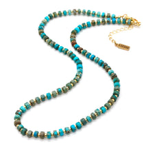 Load image into Gallery viewer, Turquoise and Gold Short Beaded Necklace
