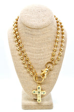 Load image into Gallery viewer, African Turquoise Cross Convertible Gold Chain Necklace
