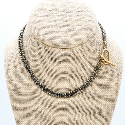 Luxury Faceted Long Pyrite Necklace or Bracelet - N9-308