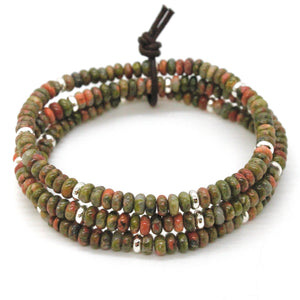 Unakite + Silver Bracelet Bundle