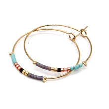 Load image into Gallery viewer, Miyuki Bead Mix Hoop Earrings - E8-038I
