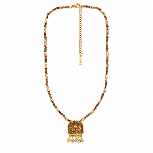 Evil Eye Stone Beaded Short Necklace - N2-2786B