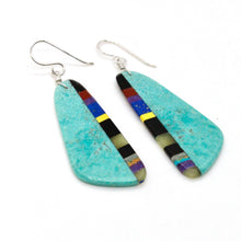 Load image into Gallery viewer, Turquoise Stone Mosaic Navajo American Indian Earrings
