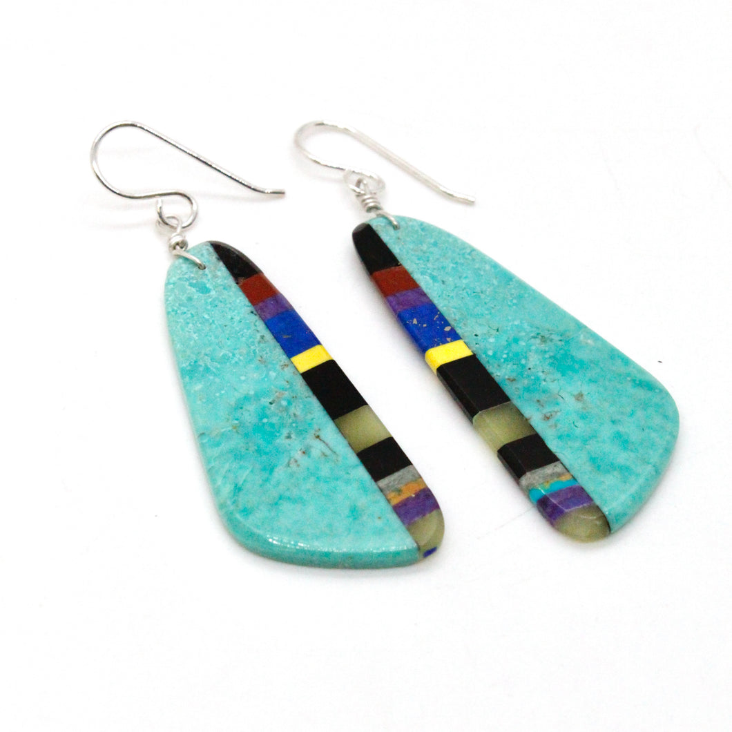 Turquoise Stone Mosaic Navajo American Indian Earrings