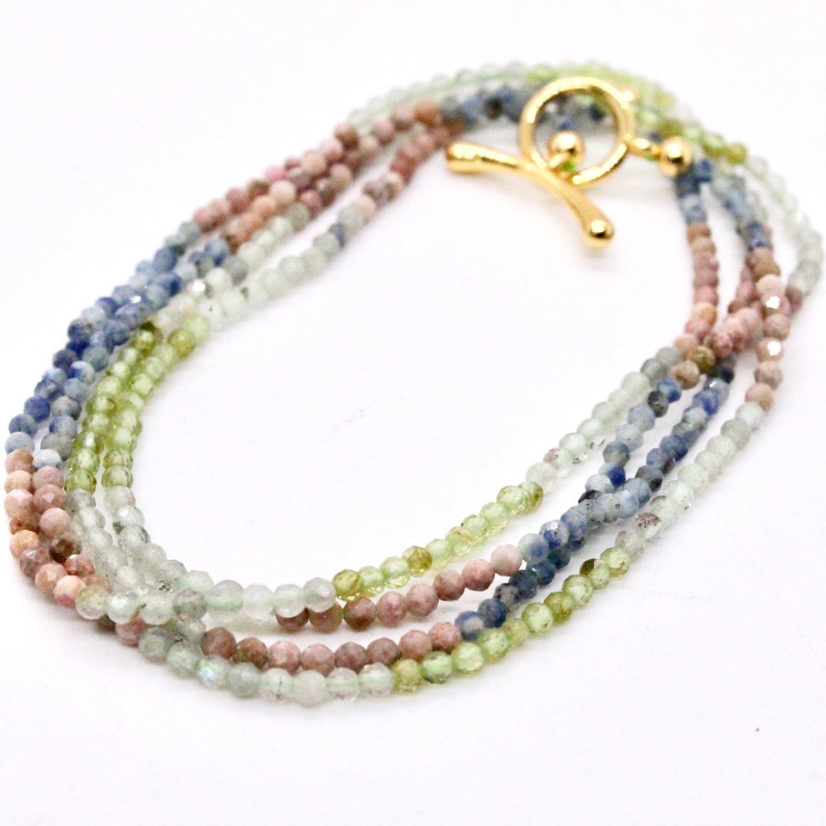 Delicate Faceted Mini Semi Precious Stone Mix Beaded Necklace - N9-006