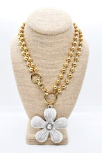 Load image into Gallery viewer, Large Flower Pendant Convertible Gold Chain Necklace
