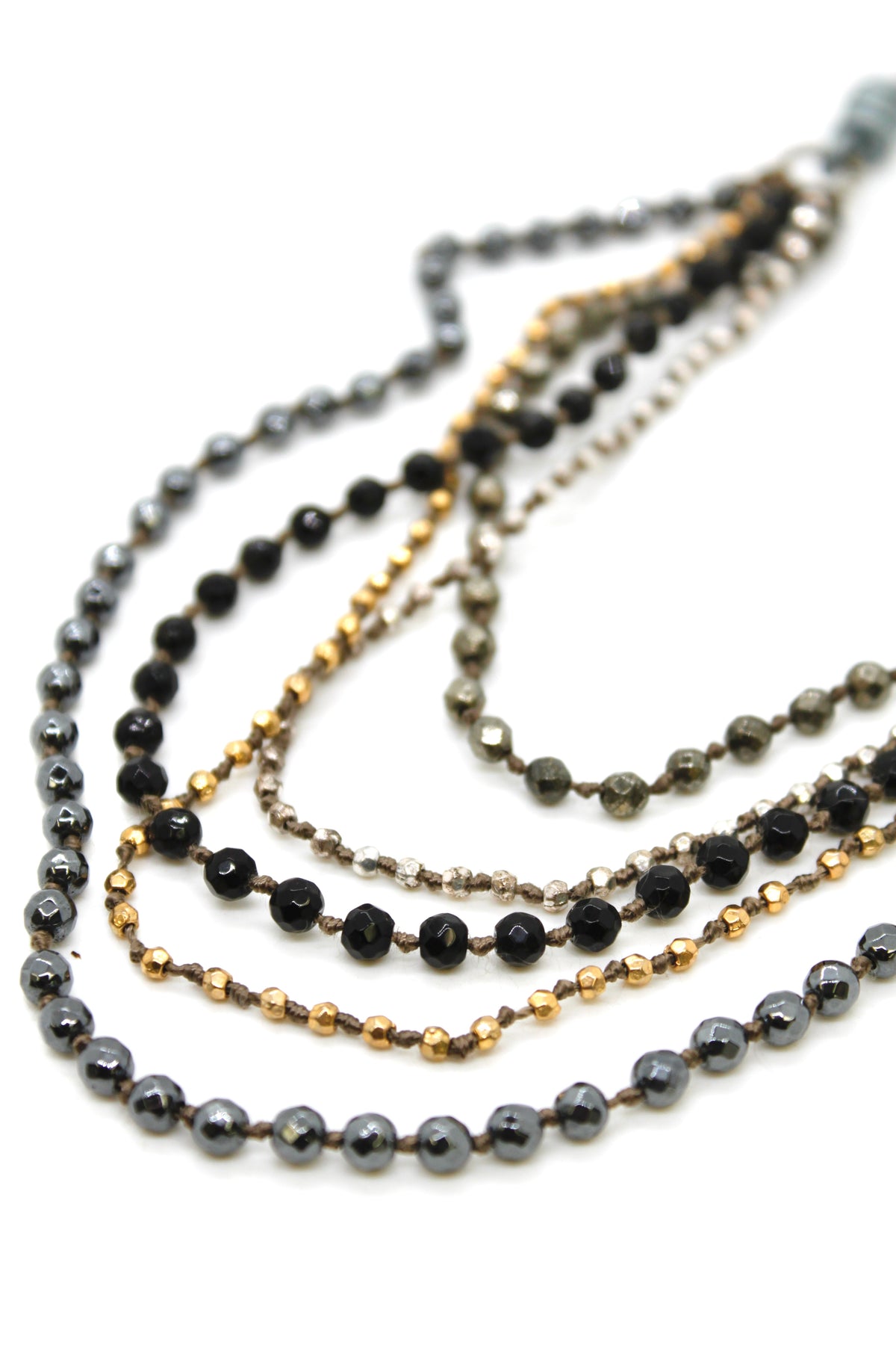 Semi Precious Stone Multi Strand Short Necklace - NLS-Viper