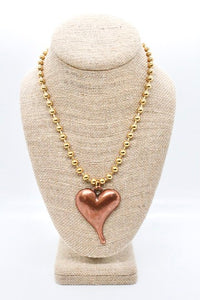 Simple Copper Pendant Convertible Gold Chain Necklace