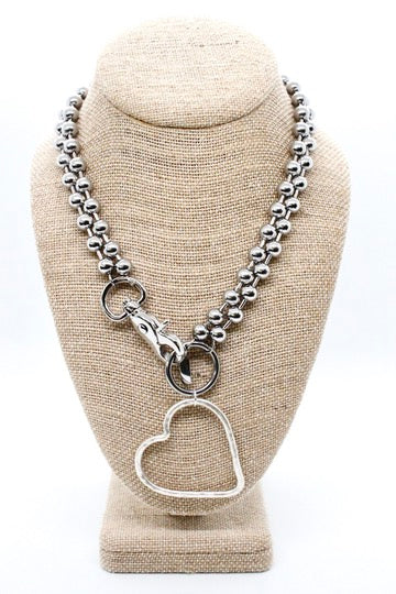 Silver Heart Outline Convertible Silver Chain Necklace