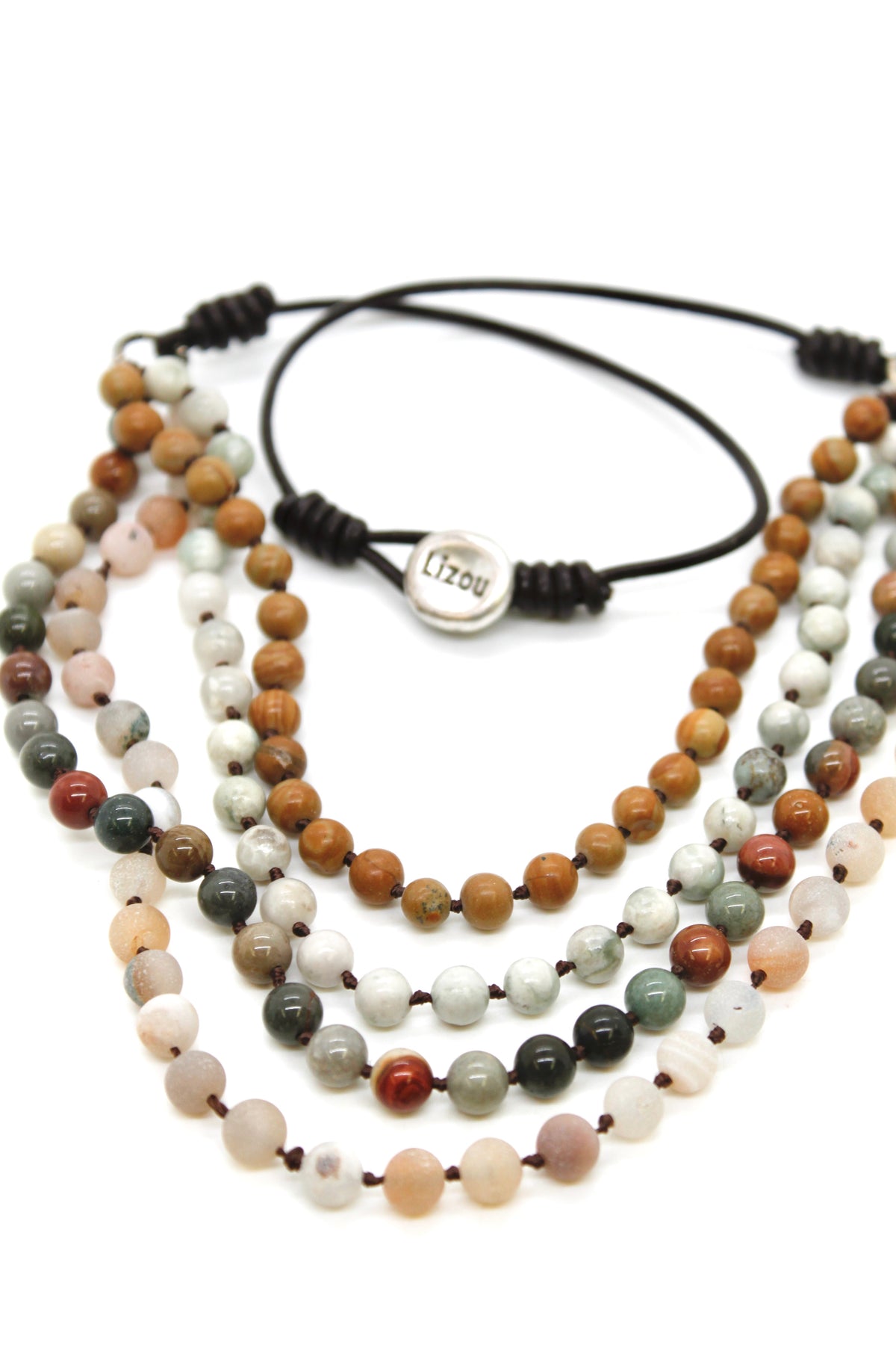 Semi Precious Stone Multi Strand Short Necklace - NLS-M40