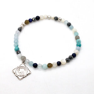 Turquoise Mix Bracelet with Sterling Charms -French Medals Collection-