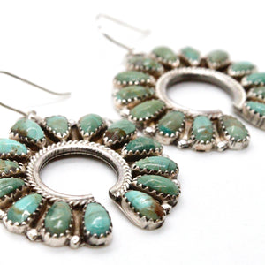 Beautiful American Indian Sterling and Turquoise Navajo Earrings