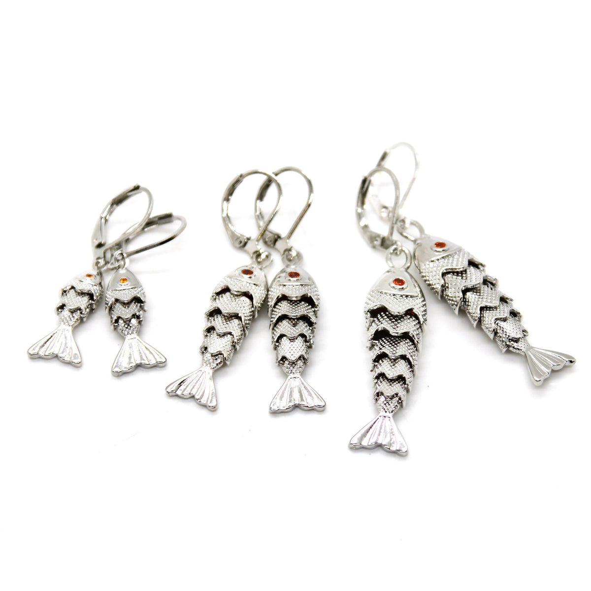 Articulated Gold Fish Silver Earrings - E4-267SL