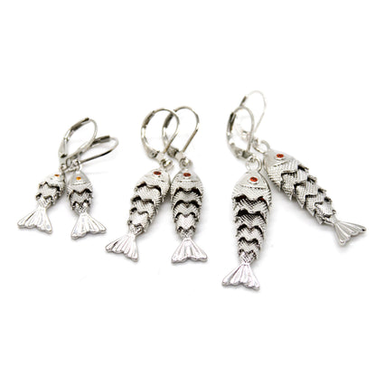Articulated Gold Fish Silver Earrings - E4-267SL