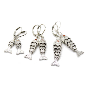 Articulated Gold Fish Silver Earrings - E4-267SL