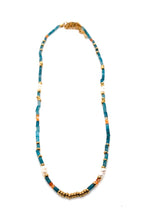 Load image into Gallery viewer, Beaded Apatite and Freshwater Pearl Necklace -French Flair Collection-
