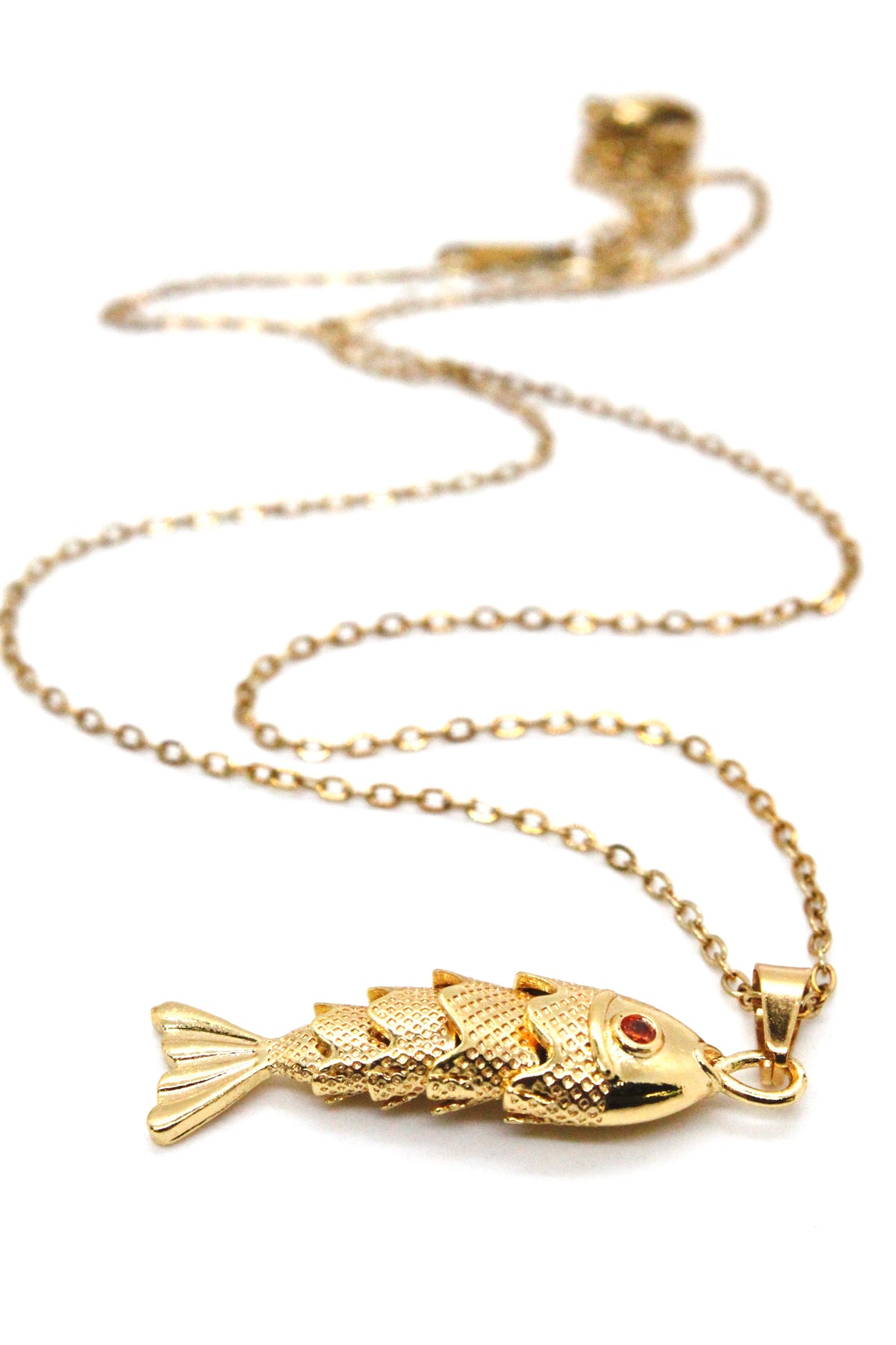 Delicate Articulated Gold Fish Necklace - N2-2564