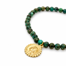 Load image into Gallery viewer, Stretch African Turquoise Bracelet French Religious Medal - FMB18B
