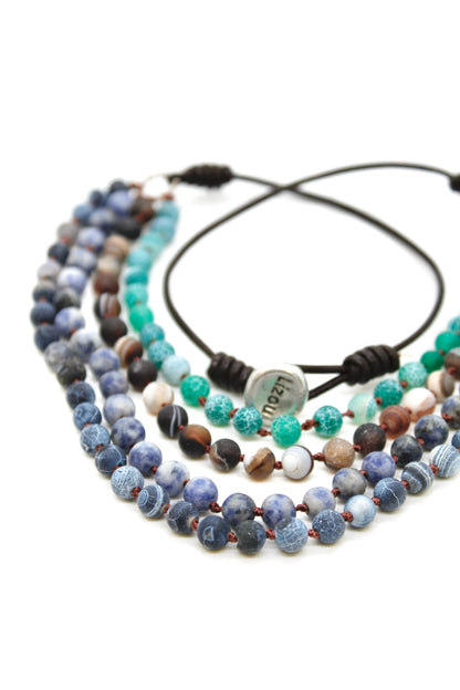 Semi Precious Stone Multi Strand Short Necklace - NLS-M15
