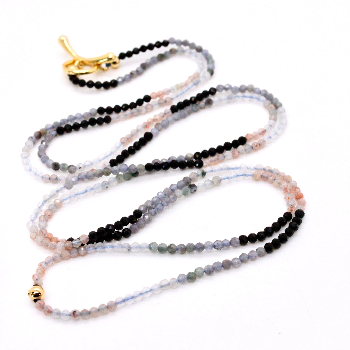 Delicate Faceted Mini Semi Precious Stone Mix Beaded Necklace - N9-015