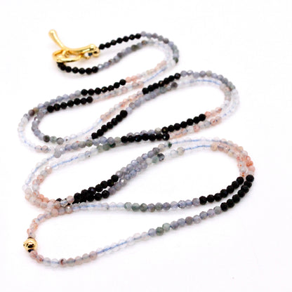 Delicate Faceted Mini Semi Precious Stone Mix Beaded Necklace - N9-015