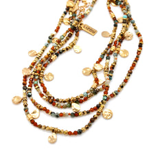 Load image into Gallery viewer, Multi Stone Mix and Mini Gold Coin Wrap Necklace - N2-2617C
