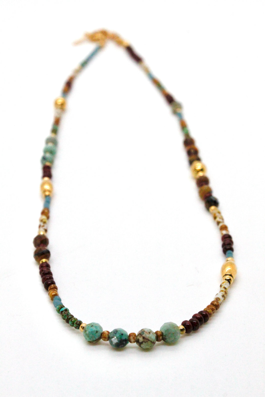 African Turquoise Earth Tone Mix Necklace -French Flair Collection-