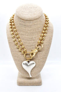 Simple Silver Pendant Convertible Gold Chain Necklace