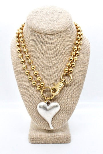 Simple Silver Pendant Convertible Gold Chain Necklace