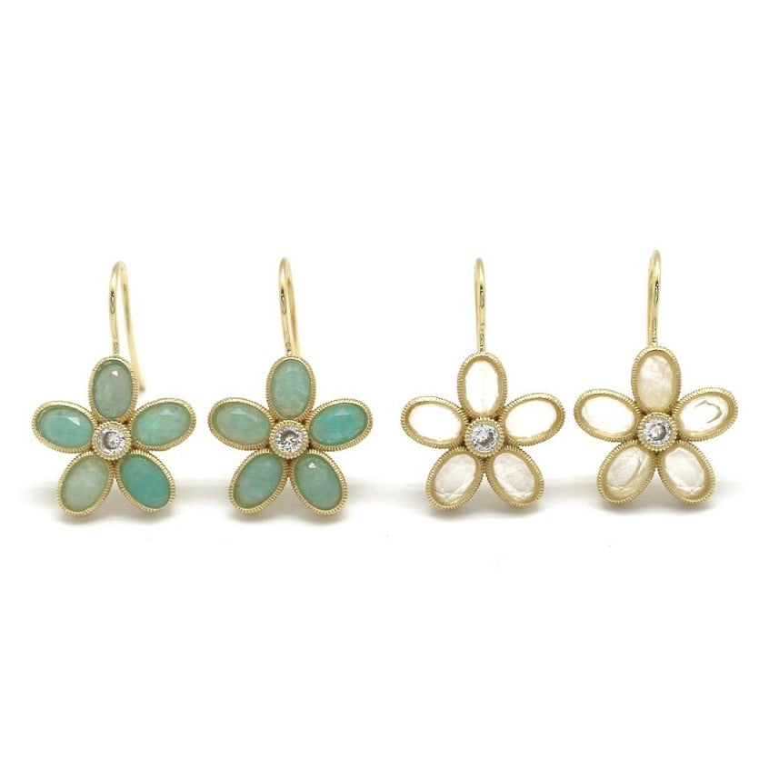 Stone Flower Dangle Earrings- E4-338