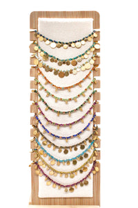 Short Mini Gold Disc Charm Amazonite Necklace - N2-2612A
