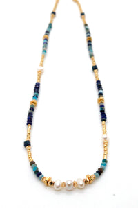 Lapis and Freshwater Pearl Necklace -French Flair Collection-