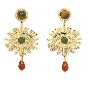 Artsy Evil Eye Earthy Color Earrings - E4-331