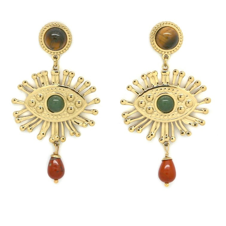 Artsy Evil Eye Earthy Color Earrings - E4-331