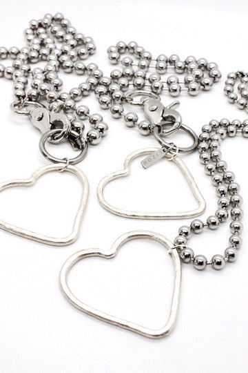 Silver Heart Outline Convertible Silver Chain Necklace