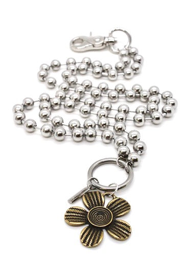 Antique Bronze Flower Pendant Convertible Silver Chain Necklace