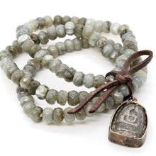 Load image into Gallery viewer, Three Strand Labradorite Buddha Bracelet -Buddha Collection-
