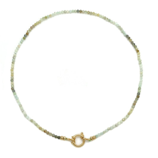 Faceted Amazonite Mix Simple Short Necklace N2-2377 -French Flair Collection-