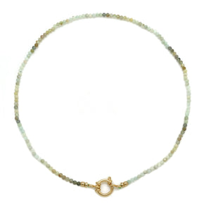 Faceted Amazonite Mix Simple Short Necklace N2-2377 -French Flair Collection-