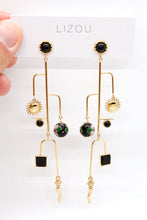 Load image into Gallery viewer, Museum Style Artsy Geometric Stone Mobile Earrings - E4-306
