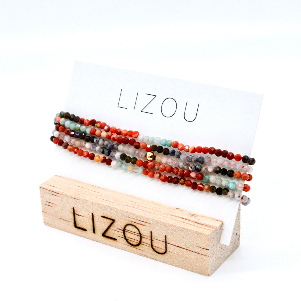 Delicate Faceted Mini Semi Precious Stone Mix Beaded Necklace - N9-003