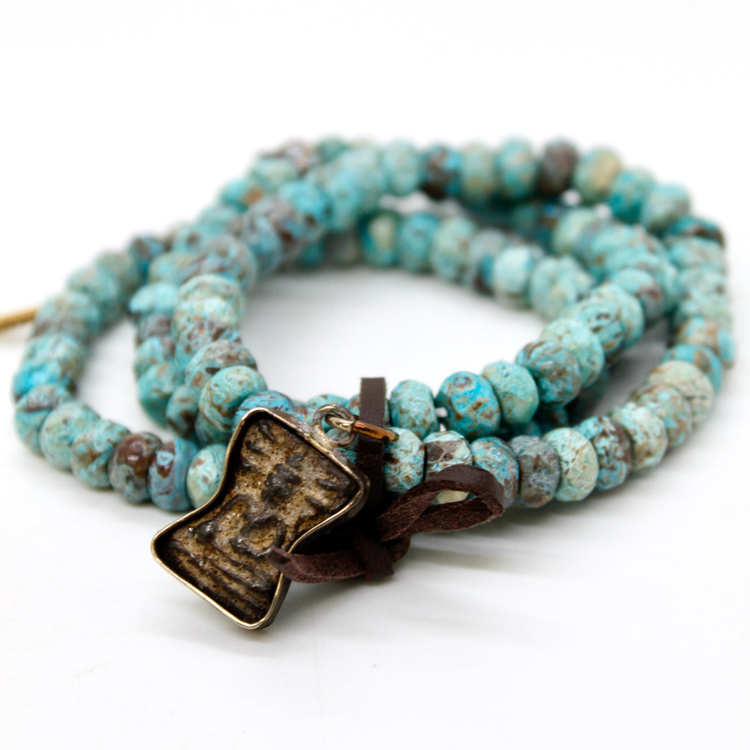 Faceted Ocean Jasper Buddha Charm Bracelet -Buddha Collection-