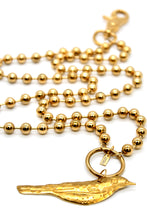 Load image into Gallery viewer, Perched Brass Bird Convertible Gold Chain Necklace
