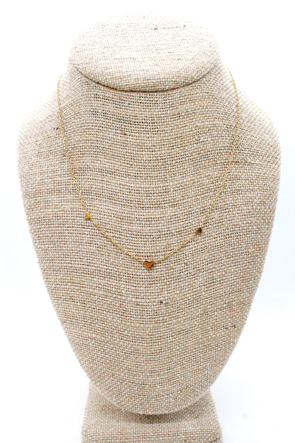 Delicate Gold Triple Heart Charm Necklace -Mini Collection-