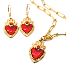Load image into Gallery viewer, Red Heart Enamel Earrings - E9-104
