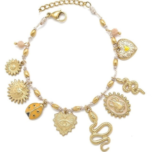 Snake Beetle Charm Bracelet - B4-035A