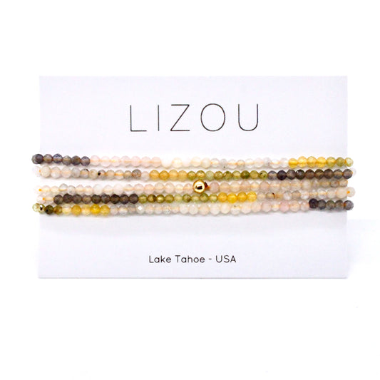 Delicate Faceted Mini Semi Precious Stone Mix Beaded Necklace - N9-007
