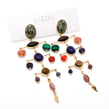 Load image into Gallery viewer, Museum Style Artsy Semi Precious Stone Mobile Earrings - E4-302

